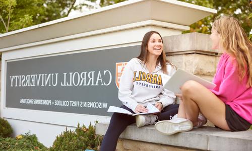 A student walking through campus